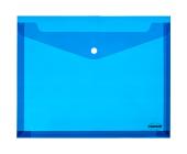 Папка-конверт на кнопке Centrum, раздвигающийся, А4, 0,16 мм, прозрачно-голубой | OfficeDom.kz