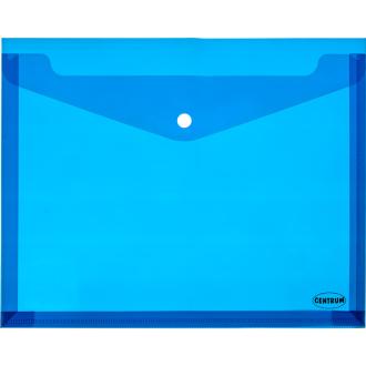 Папка-конверт на кнопке, А4, 0,16 мм, раздвигающийся, прозрачно-голубой, Centrum - Officedom (1)