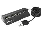 Расширитель USB 2.0 Ritmix CR-2400, Hub 4 порта, черный | OfficeDom.kz
