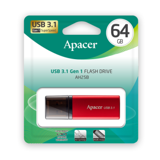 Флэш-накопитель Apacer AH25B AP64GAH25BR-1, USB 3.1, 64GB, красный - Officedom (3)