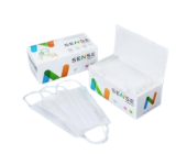 Маска медицинская одноразовая, 3-сл., на резинках, 50 шт, белый, картонная упаковка, SENSE | OfficeDom.kz