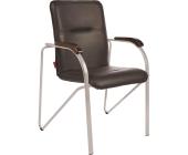 Конференц-кресло Samba черный/орех, искусственная кожа, металл серебряный | OfficeDom.kz