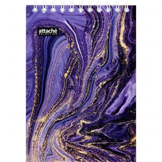 Блокнот на спирали А6, 80л., клетка, Fluid, карт. обложка+УФ-лак, фиолетовый, Attache Selection - Officedom (1)