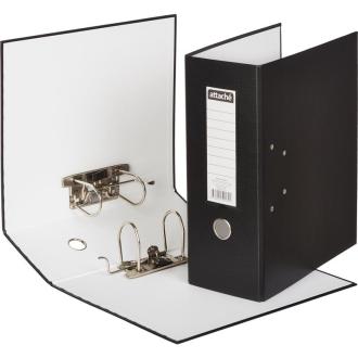 Папка-регистратор, А4, 125 мм, бумвинил/<wbr>бумага, с двумя арочными механизмами, черный, Attache - Officedom (1)