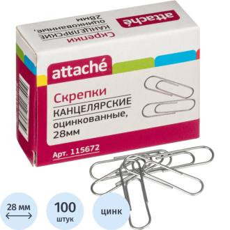 Скрепки 28мм круглые оцинкованные, 100шт, Attache - Officedom (1)