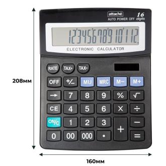Калькулятор 16 разрядов, 208x160x48 мм, черный, ATC-222-16F - Officedom (1)