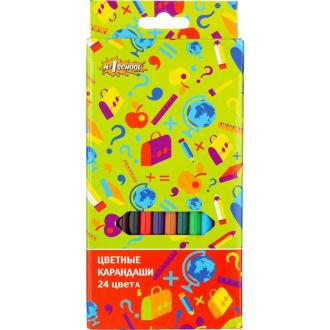 Карандаши цветные шестигранные, 24 цвета, №1 School Отличник - Officedom (1)