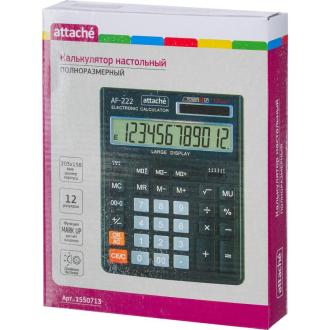 Калькулятор 12 разрядов, 203x158x32мм, черный, Attache AF-222 - Officedom (4)