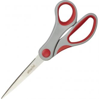 Ножницы из нерж. стали Attache 205 мм, пластиковые прорезиненные анатомические ручки - Officedom (1)