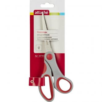 Ножницы из нерж. стали Attache 205 мм, пластиковые прорезиненные анатомические ручки - Officedom (2)