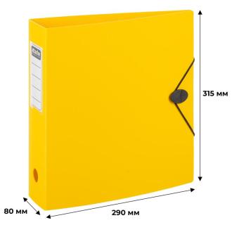 Папка-регистратор, А4, 80 мм, полифом, на резинке, желтый, Attache - Officedom (5)