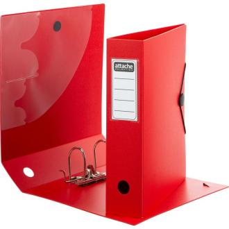 Папка-регистратор, А4, 80 мм, полифом, на резинке, красный, Attache - Officedom (1)