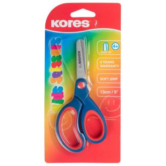 Ножницы детские 130 мм, тупоконечные, пластиковые прорезиненные ручки, ассорти, Kores Softgrip - Officedom (1)