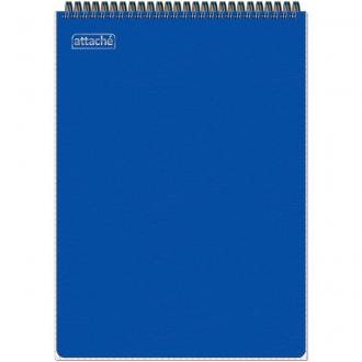 Блокнот на спирали А4, 80л., клетка, пластиковая обложка, синий, Attache - Officedom (1)