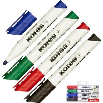 Набор маркеров для доски, круглый наконечник, 3 мм, 4 цвета, Kores 20843 - Officedom (1)