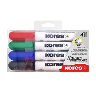 Набор маркеров для доски, круглый наконечник, 3 мм, 4 цвета, Kores 20843 - Officedom (2)