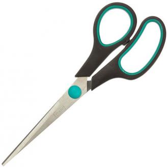 Ножницы из нерж. стали 169 мм, пластиковые прорезиненные ручки, черный/<wbr>зеленый Attache - Officedom (1)