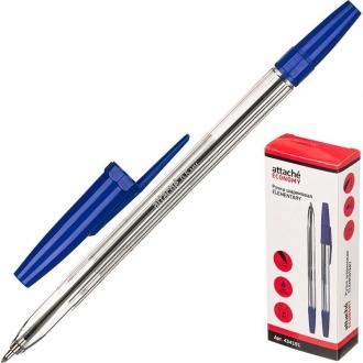 Ручка шариковая 0,5мм Economy Elementary, синий, прозрачный корпус, Attache - Officedom (1)