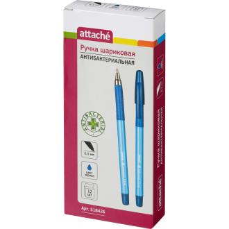 Ручка шариковая 0,5мм Antibacterial, синий, масляные чернила, трехгр. корпус, Attache - Officedom (2)