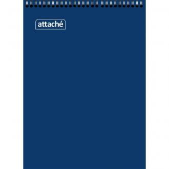 Блокнот на спирали А5, 60л., клетка, блок 60г, обложка 215г, синий, Attache - Officedom (1)