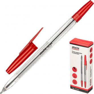 Ручка шариковая 0,5мм Economy Elementary, красный, прозрачный корпус, Attache - Officedom (1)