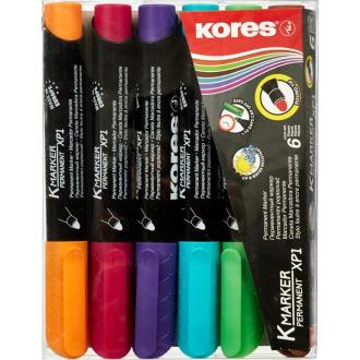 Набор маркеров перманентных 1-3 мм, круглый наконечник, 6 цветов, Kores - Officedom (3)