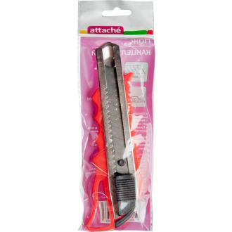 Нож канцелярский 18 мм, с фиксатором и металлическими направляющими, Attache - Officedom (4)