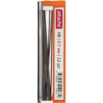 Грифели для мех.карандашей 0,7 мм, HB, 12шт, полимерные, Attache - Officedom (1)
