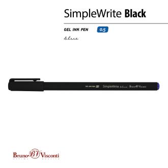 Ручка гелевая 0,5мм SimpleWrite Black, синий, Bruno Visconti 20-0066 - Officedom (2)