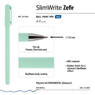 Ручка шариковая 0,5мм SlimWrite.ZEFIR, синий, Bruno Visconti 20-0204 - Officedom (3)