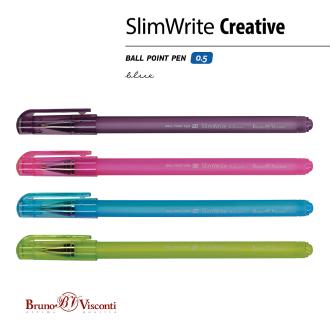 Ручка шариковая 0,5мм SlimWrite.CREATIVE, синий, Bruno Visconti 20-0019 - Officedom (2)