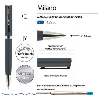 Ручка шариковая автом. 1,0мм Milano, синий, синий мет.корпус, Bruno Visconti 20-0226 - Officedom (2)
