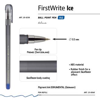 Ручка шариковая 0,5мм FirstWrite Ice, синий, BrunoVisconti 20-0236 - Officedom (2)