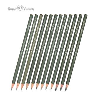 Набор простых карандашей, 12 шт, 2H-9B, в картонной коробке, GraphixPro, Bruno Visconti 21-0039 - Officedom (2)
