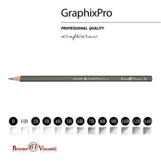 Набор простых карандашей, 12 шт, B-14B, в картонной коробке, GraphixPro, Bruno Visconti 21-0054 - Officedom (3)