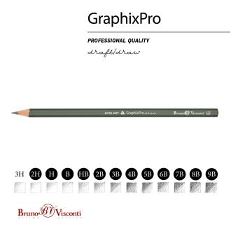 Набор простых карандашей, 12 шт, 2H-9B, в металлической коробке, GraphixPro, Bruno Visconti 21-0009 - Officedom (5)