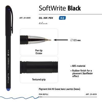 Ручка шариковая 0,5мм SoftWrite BLACK, синий, Bruno Visconti 20-0085 - Officedom (2)