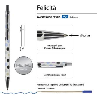 Ручка шариковая автом. 0,7мм Felicita Горошек, синий, футляр, BrunoVisconti 20-0263/<wbr>04 - Officedom (2)