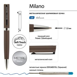 Ручка шариковая автом. 1,0мм Milano, синий, коричневый мет.корпус, Bruno Visconti 20-0225 - Officedom (2)