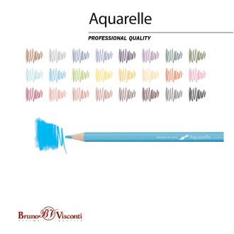 Карандаши цветные акварельные, 24 цвета, в металлической коробке, Aquarelle, Bruno Visconti 30-0064 - Officedom (3)