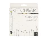 Набор маркеров двусторонних 1/5 мм Sketch&Art, 12 цв., Графика, Bruno Visconti 22-0076/03 | OfficeDom.kz