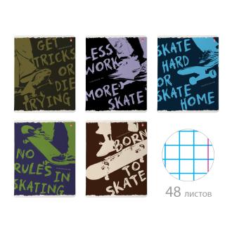 Тетрадь общая на скобе А5, 48л., клетка, Скейт парк, Альт 7-48-1238 - Officedom (1)
