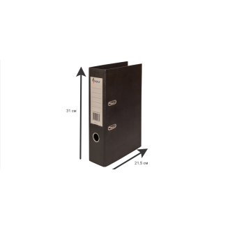 Папка-регистратор А5+ (31х21,5 см) с бок. карманом, вертик., 70мм, черный - Officedom (1)
