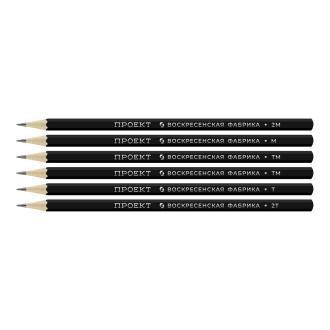 Набор простых карандашей, 6 шт, 2B(2М)-2H(2Т), без ластика, заточенный, 6P-4010, ВКФ проект - Officedom (2)