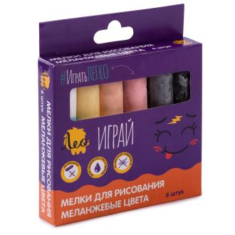 Мелки для рисования 5 цв., 6 шт, меланжевые цвета, Лео Играй LPSC-06 - Officedom (1)