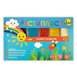 Пластилин растительный 12 цветов, 240г, в картонной упаковке, "РАСТИпласт" LRP-0112, Лео Расти - Officedom (1)