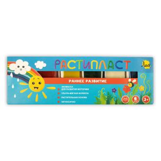 Пластилин растительный 6 цветов, 120г, в картонной упаковке, "РАСТИпласт" LRP-0106, Лео Расти - Officedom (1)