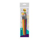 Набор цветных кисточек 5 шт, короткая ручка, LSB-01, Лео Учись | OfficeDom.kz