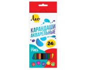 Карандаши цветные акварельные, 24 цвета, LNSWP-24, Лео Учись | OfficeDom.kz