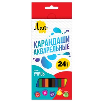 Карандаши цветные акварельные, 24 цвета, LNSWP-24, Лео Учись - Officedom (1)